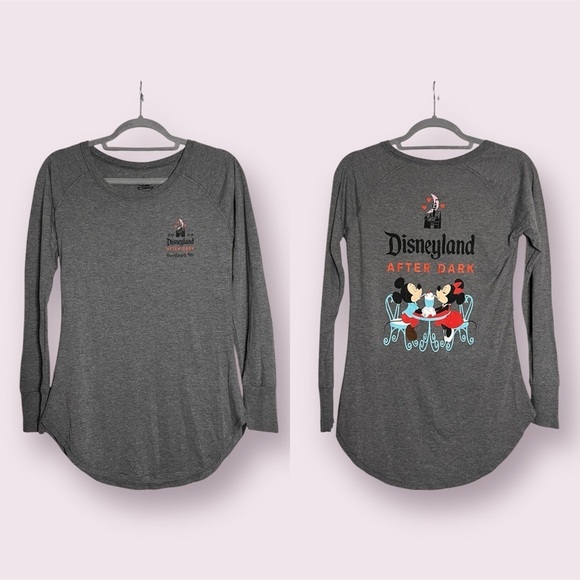 Disney Tops - Disneyland Sweethearts Night 2024 Grey Mickey Minnie Graphic Long Sleeve